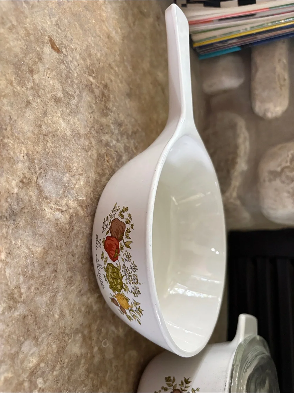 VINTAGE Corningware Casserole and Prep Bowls with Orange& Green Harvest Floral